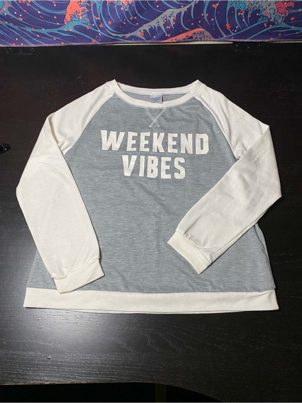 Soho Grey & White Crewneck Sweatshirt with Script Tag
